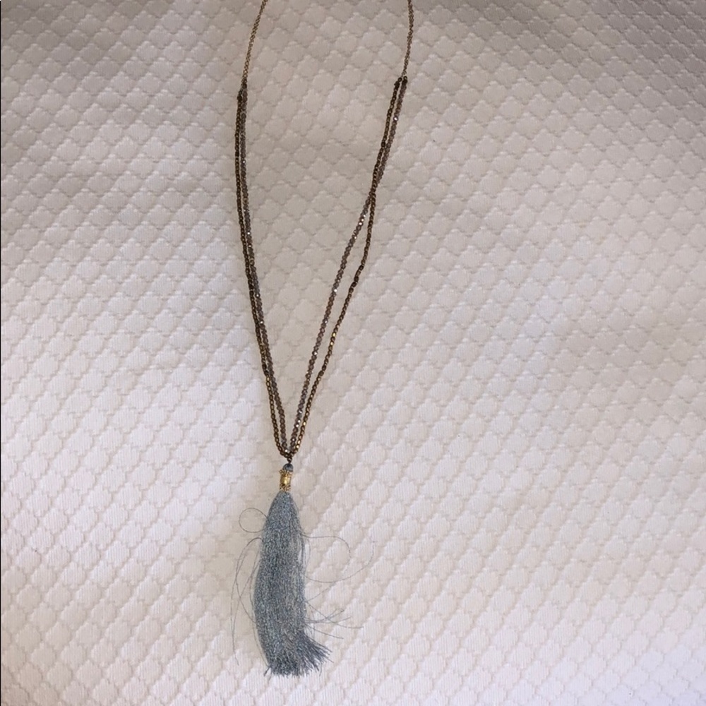 Purple and gold tassel necklace